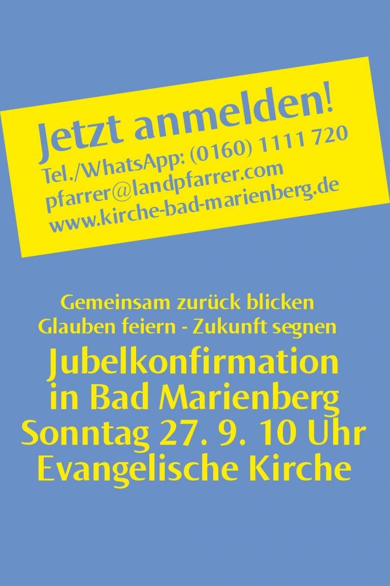 Jubelkonfirmation – jetzt Anmelden!