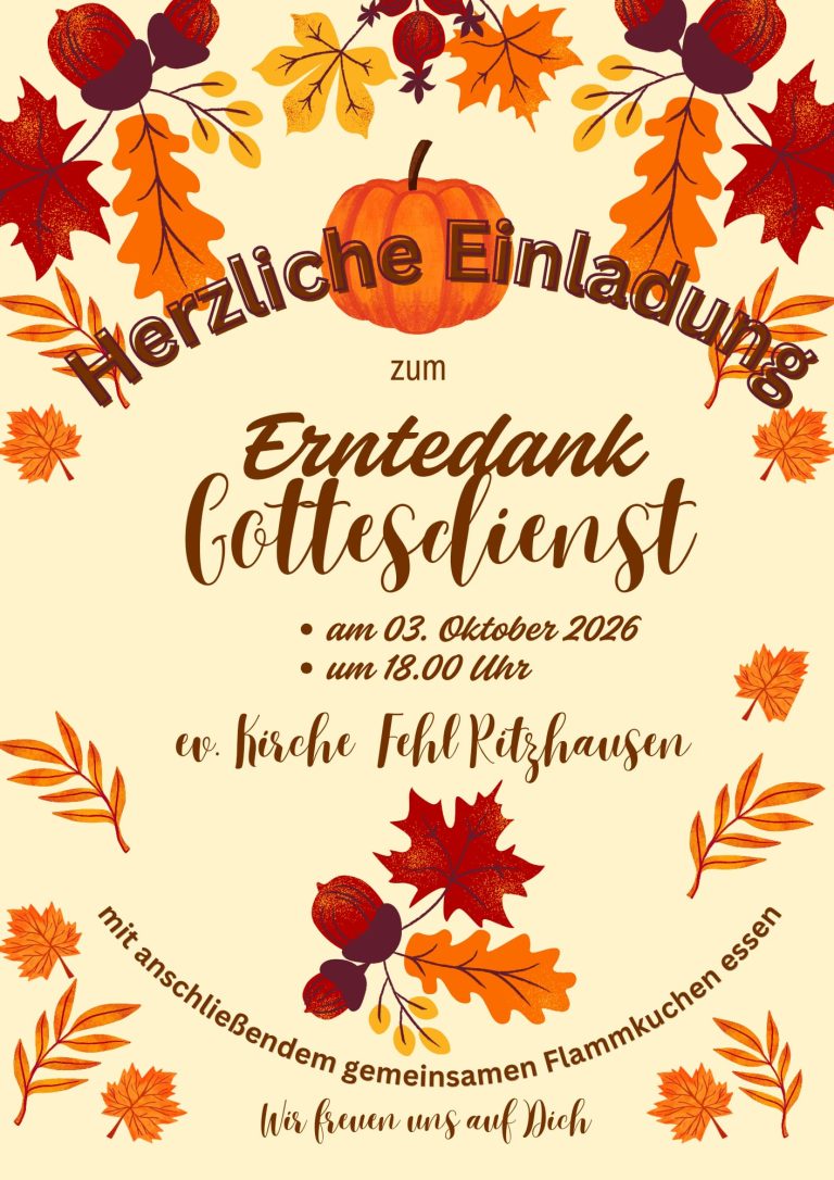 Gottesdienst zu Erntedank in Fehl-Ritzhausen